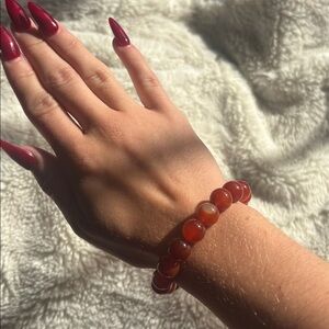 Carnelian & Sardonyx Crystal Bracelet – 10mm Beads | 7.5” | Empowering Energy |
